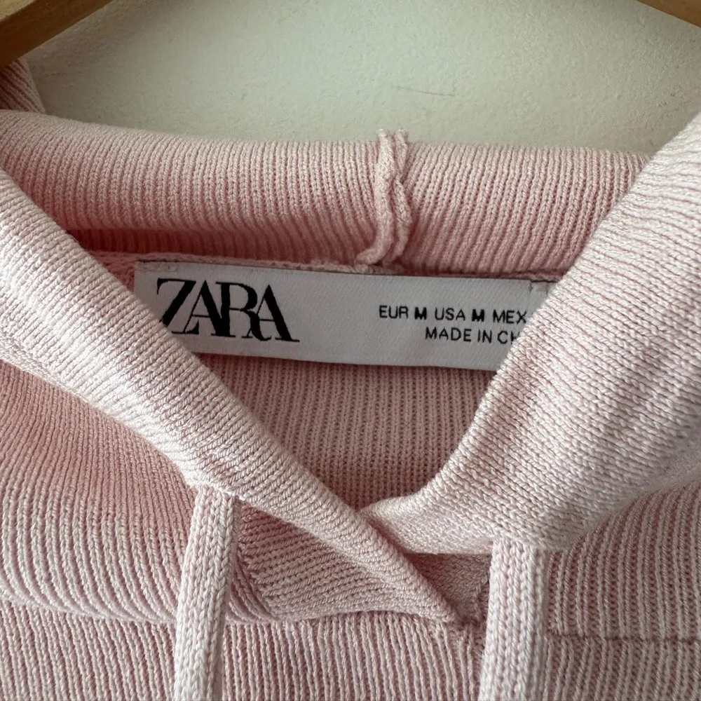 Zara Pink Cropped Micro-Rib Hoodie - Image 3