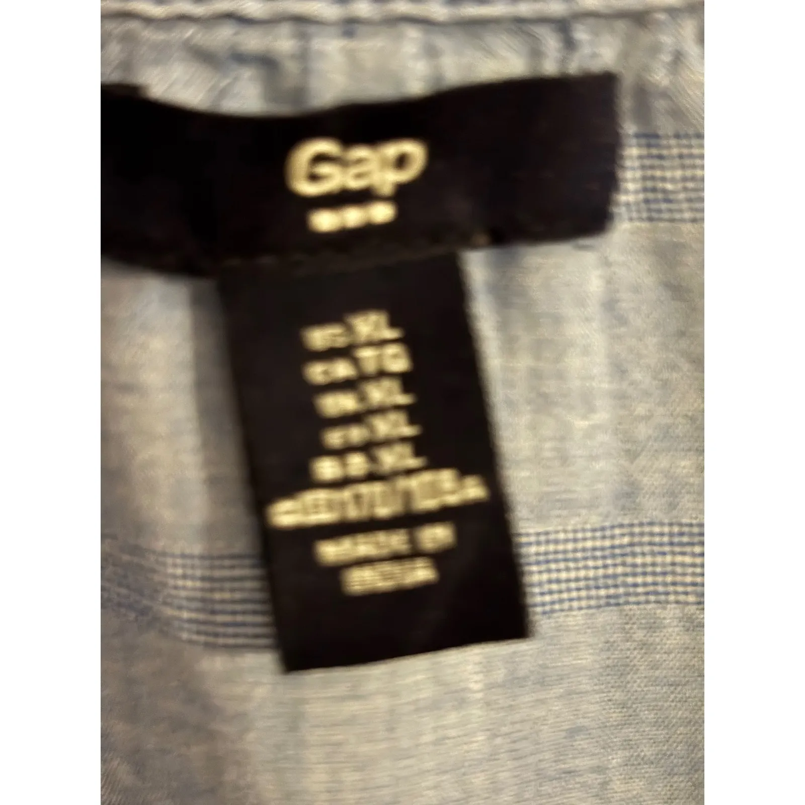 Gap Blue Plaid V Neck Embroidered Tunic Top Long Sleeve Women's XL - Image 3