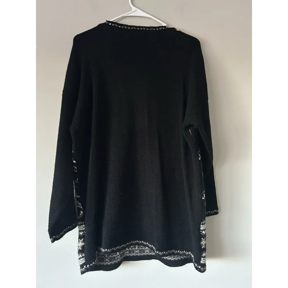 Vintage Carolina Colours Made In USA Abstract Tunic Sweater Size 1X Retro Unique Black - Image 2