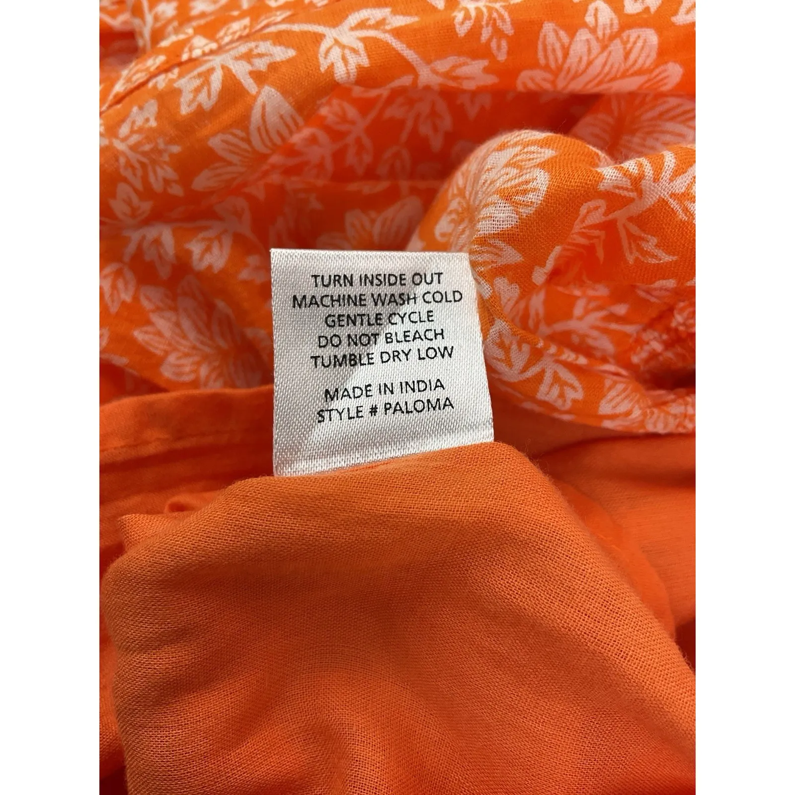 Sister Mary SZ Large blue embroidered bib vibrant floral orange midi dress - Image 12