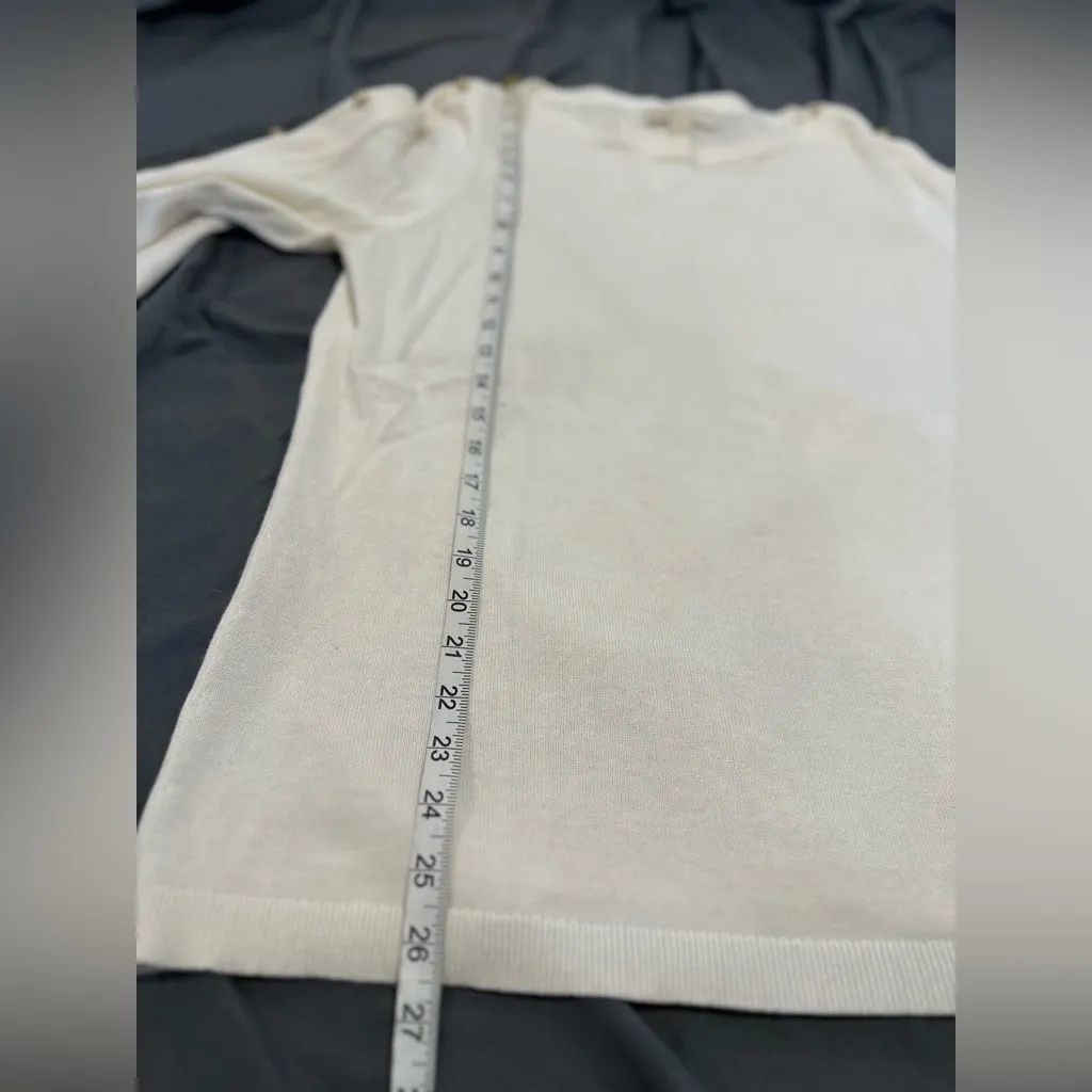 Michael Kors Womens Sz: L Boat Neck Sweater Gold Buttons Bell Slit Sleeves. - Image 4