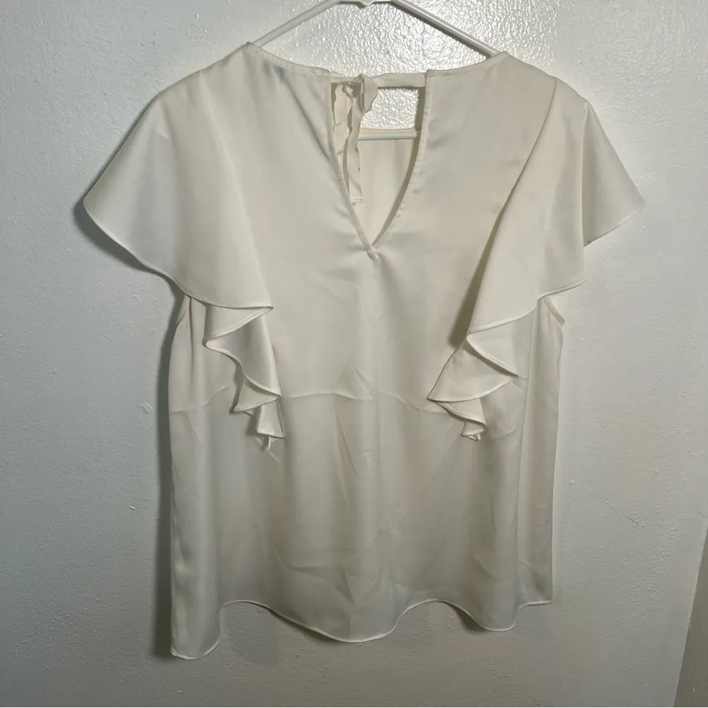 Crosby by Mollie Burch Ruffle Blouse White L - Image 5