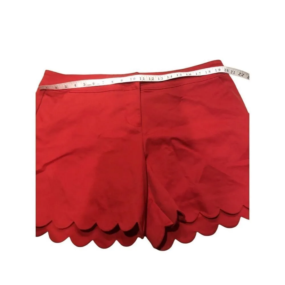 NWT Womens THE LIMITED Red Scalloped Hem Flat Front Dress Shorts Size 14 - Image 4