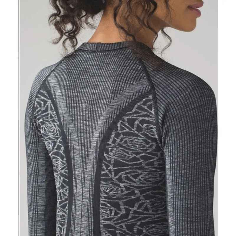 Lululemon Rest Less Pullover Gray Heathered Black Seamless Long Sleeve M/L - Image 15