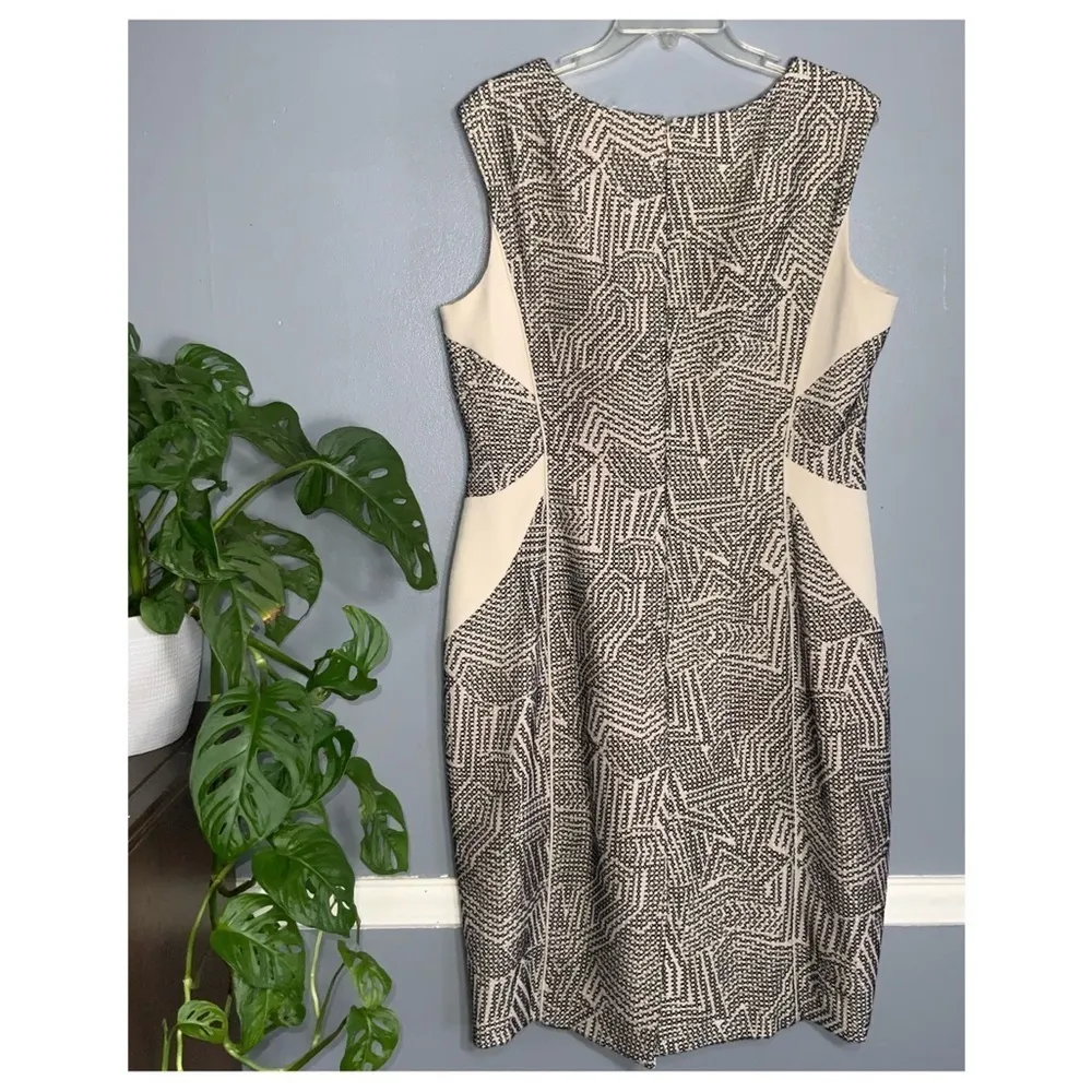 Stanwick Sleeveless Khaki Geo Mesh Sheath Career Dress Size 14 - Image 13
