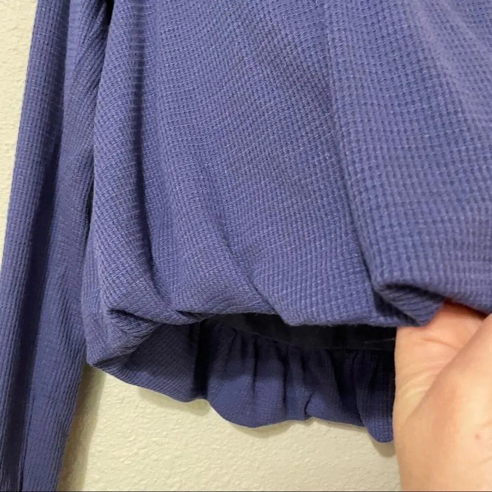 Free People Bondi Purple Cropped Blouson Thermal Blouse Womens S Boho Casual - Image 2