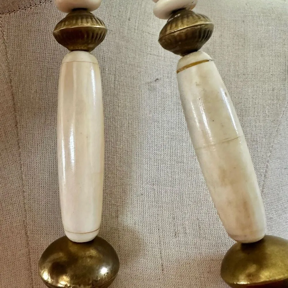 VINTAGE AFRICAN TRIBAL BOHO NECKLACE BONE AND BRASS BEADS - Image 7