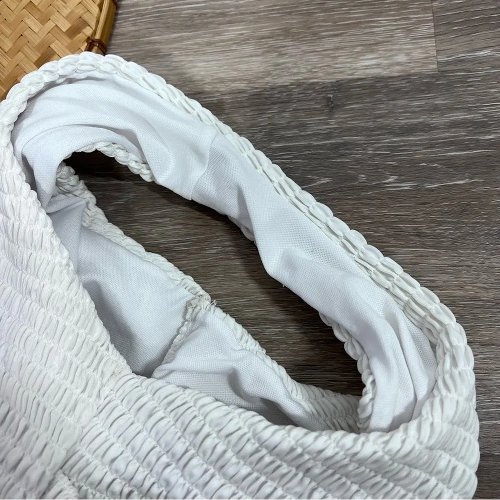 Prettylittlething white crinkle tie one piece swimsuit‎ - Image 5