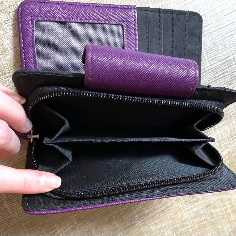 TAHARI Bifold Wallet Zip Around Purple Faux Leather ID Protector Snap Classic - Image 5