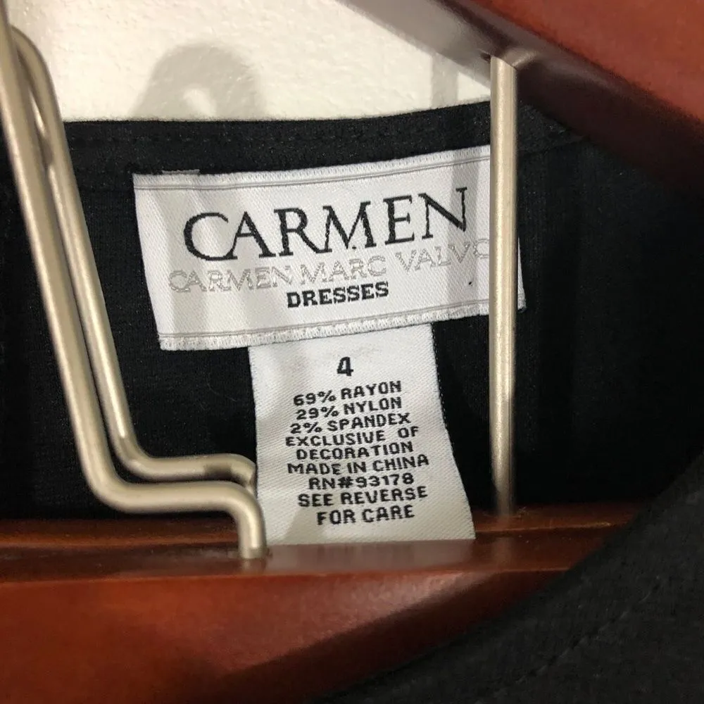 Carmen Carmen Marc Valvo Black Cut Out Dress 4 MIDI Fitted‎ - Image 2