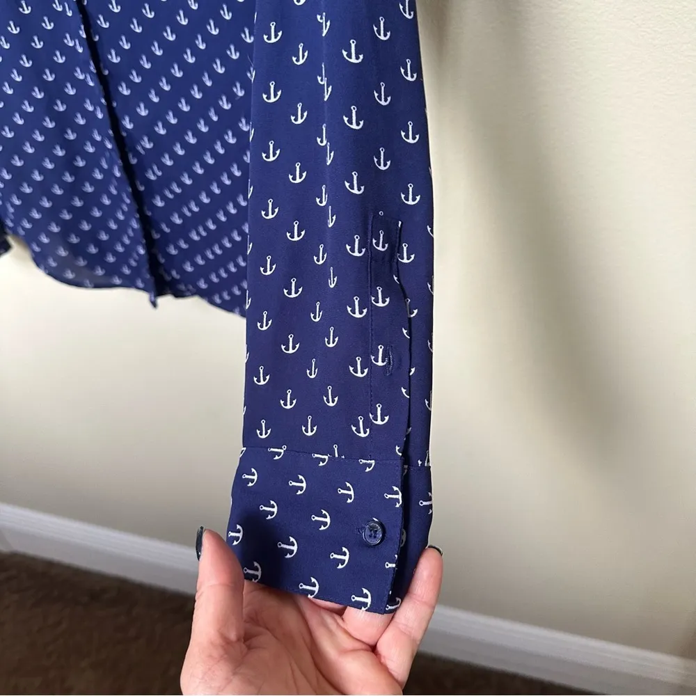 ❤️Express “The Portofino Shirt” Anchor Navy Blue & White Sz S EUC CLEARANCE - Image 5