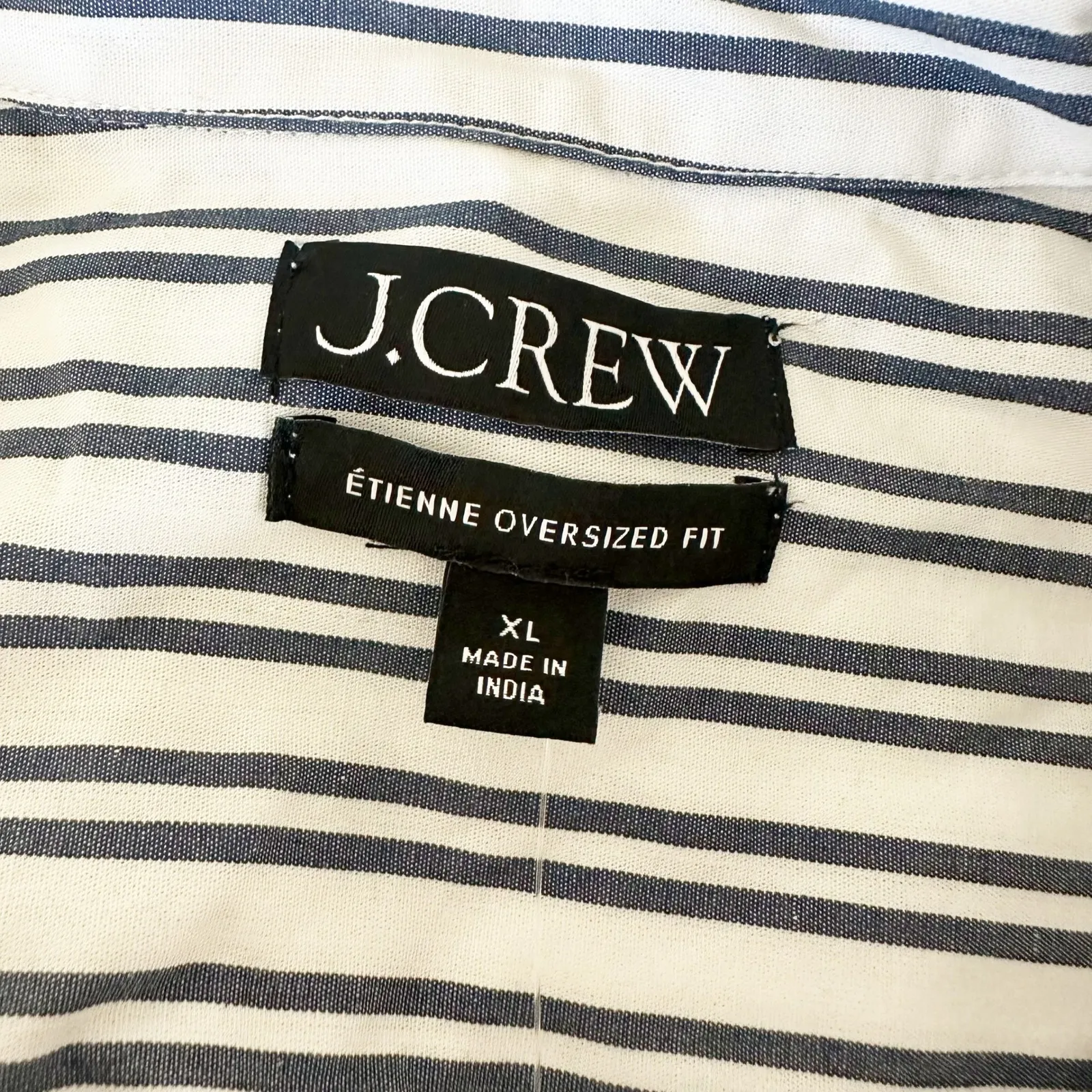 J. Crew Shirt Womens Étienne Oversized Striped Cotton Poplin Blue Size XL Preppy - Image 7