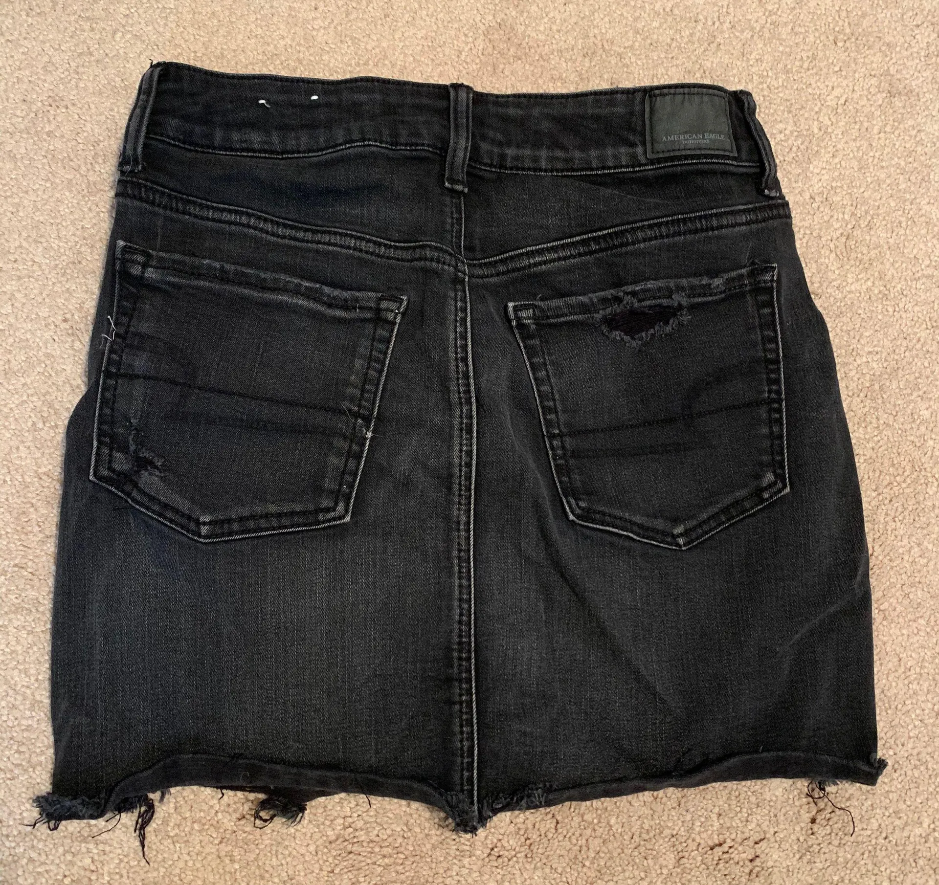 Distressed Denim Mini Skirt - Image 2