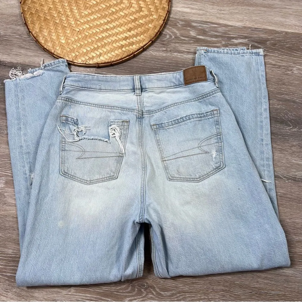 American Eagle  ultra distressed light wash mom jean‎ - Image 3