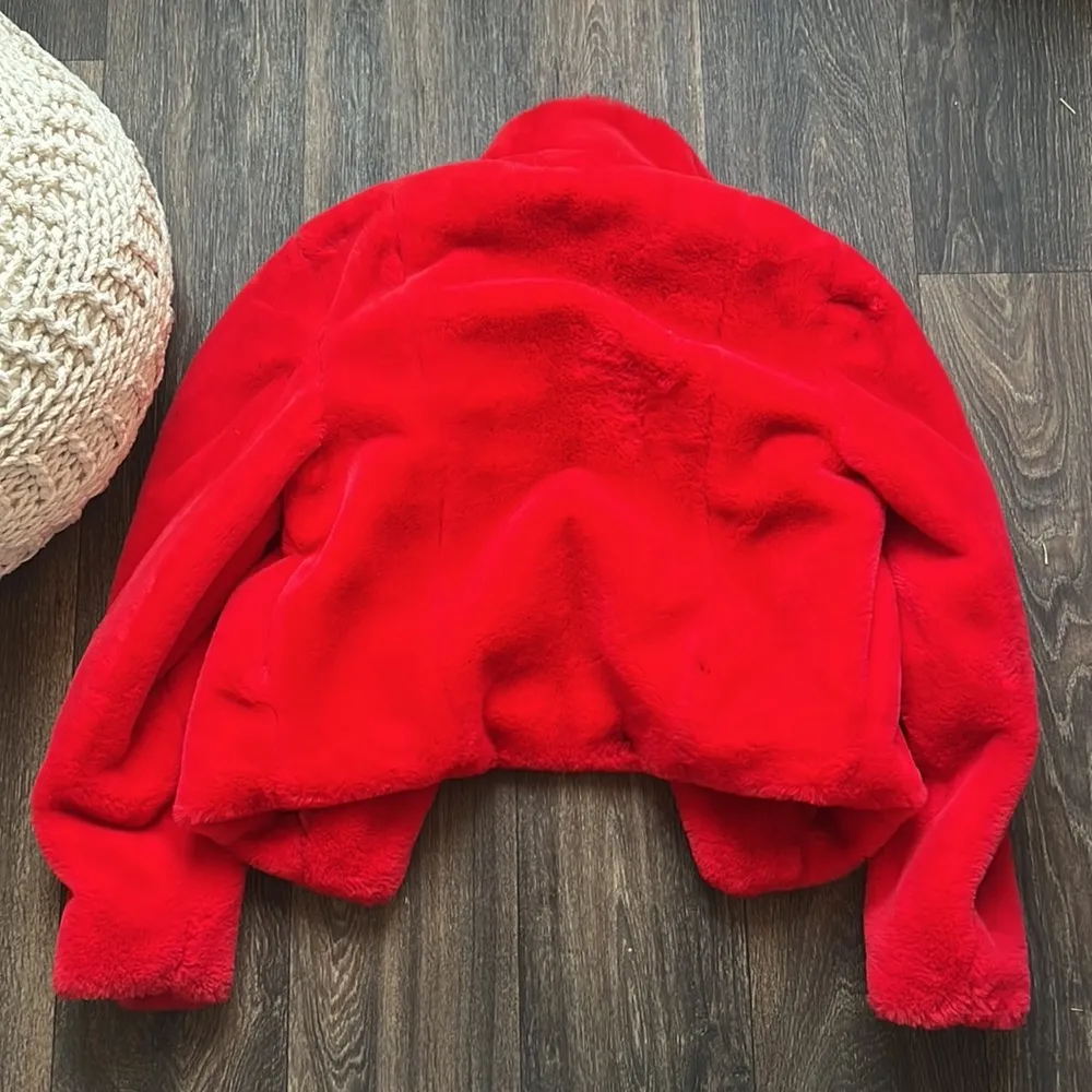 Blank NYC Red Faux Fur Coat - Image 4