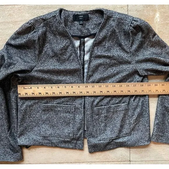 J.Crew Textured‎ Gray Cropped Open Front Blazer Jacket  Size M - Image 3