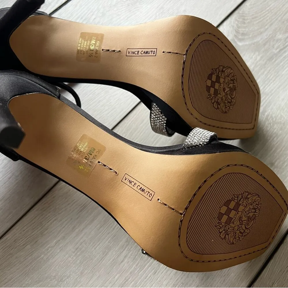Vince Camuto Kalvira Black Rhinestone strappy sandal heels size 8 - Image 7