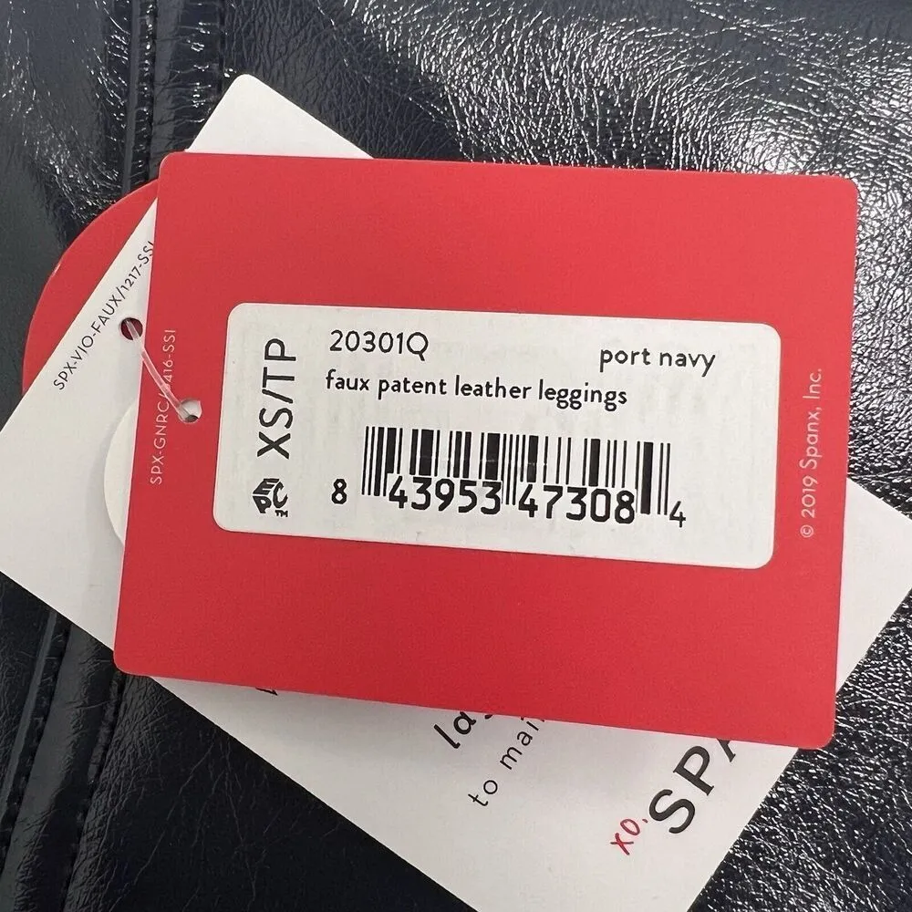 SPANX Faux Patent Leather Leggings in Port Navy Glossy Shiny 20301R Women’s XS - Image 10