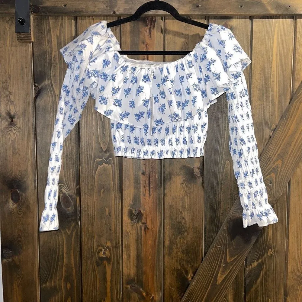 NWT Caroline Constas Lydia Top Blue Size M - Image 6