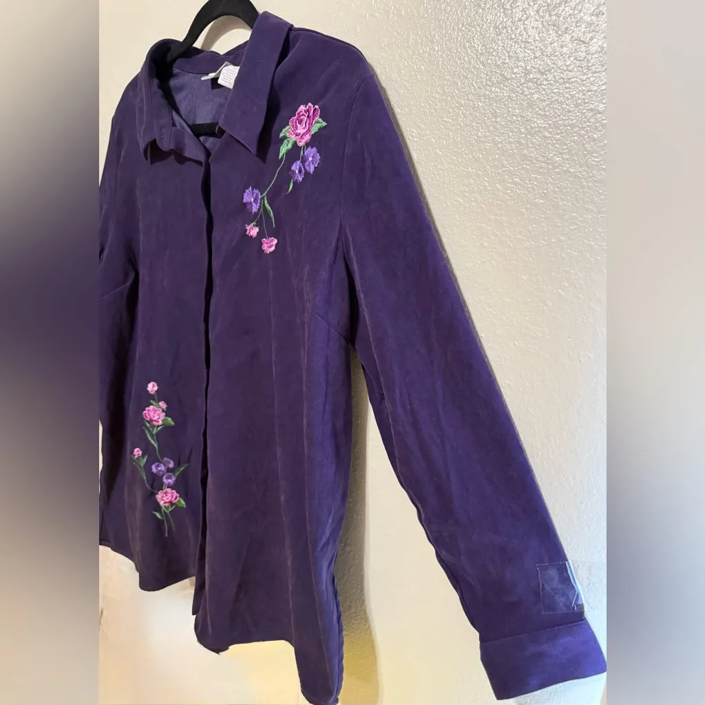 Cascade Blue Velour Embellished Floral Button - Image 2