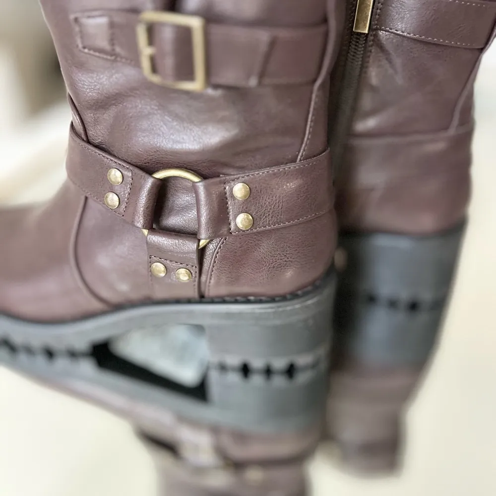 KENNETH COLE Beryl O-Ring Harness Boot Mid Brown Moto Size 7.5 - Image 4