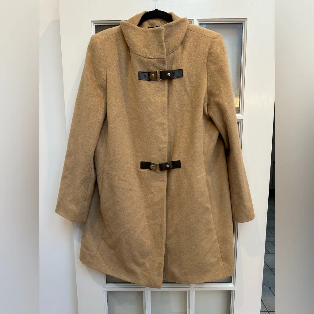 LRL Lauren Ralph Lauren Buckle-Front Walker Coat Wool Camel Color Size 12 Large - Image 2