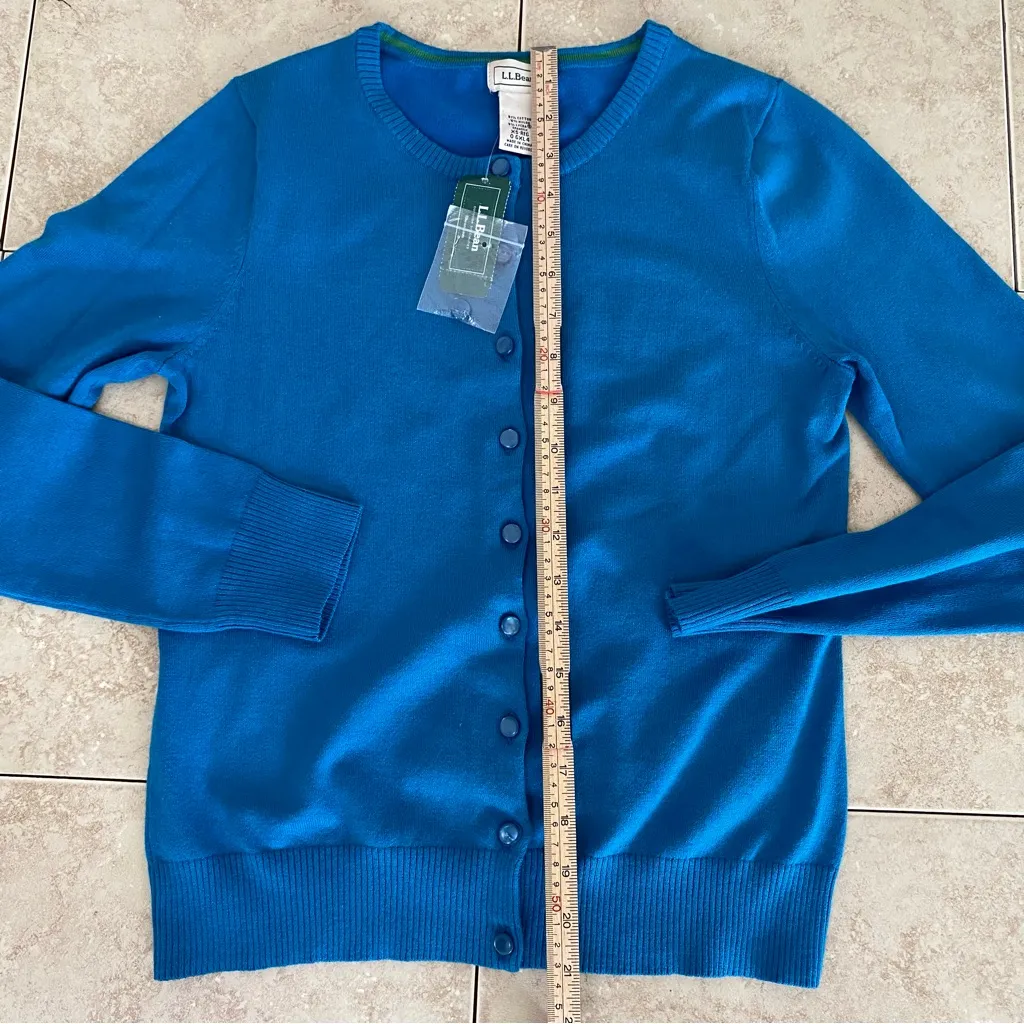 NWT LL Bean Blue Button Down Sweater Size XS - Image 7