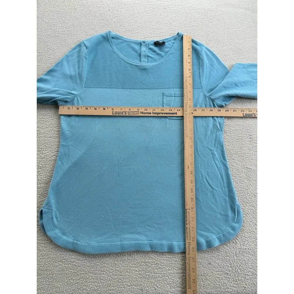 Talbots Classic Crewneck Pullover Sweater Blue Women's Size Large Back Button GG - Image 10
