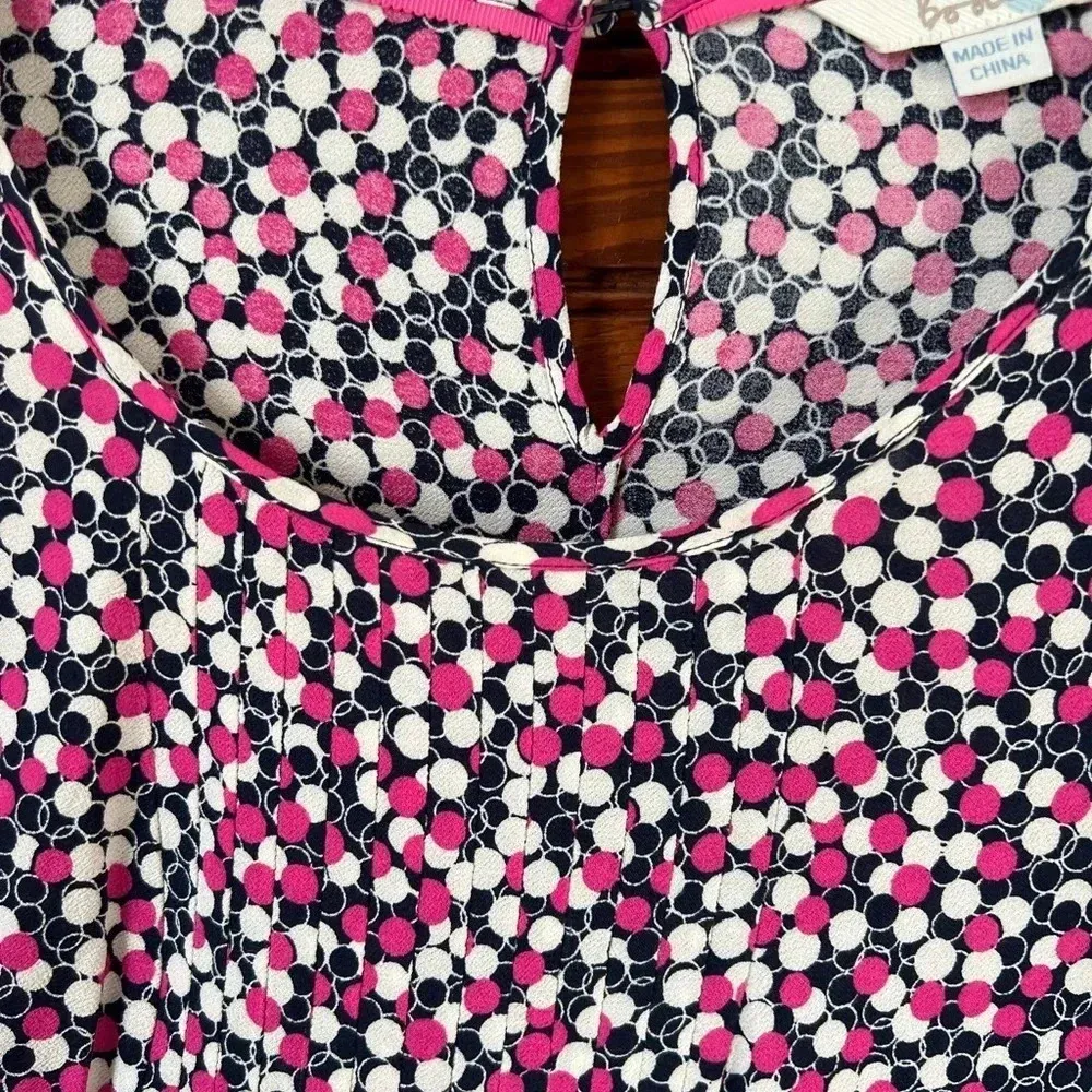 BODEN Circle Print Three Quarter Sleeve Dress Pink Blue White Size 6L - Image 7