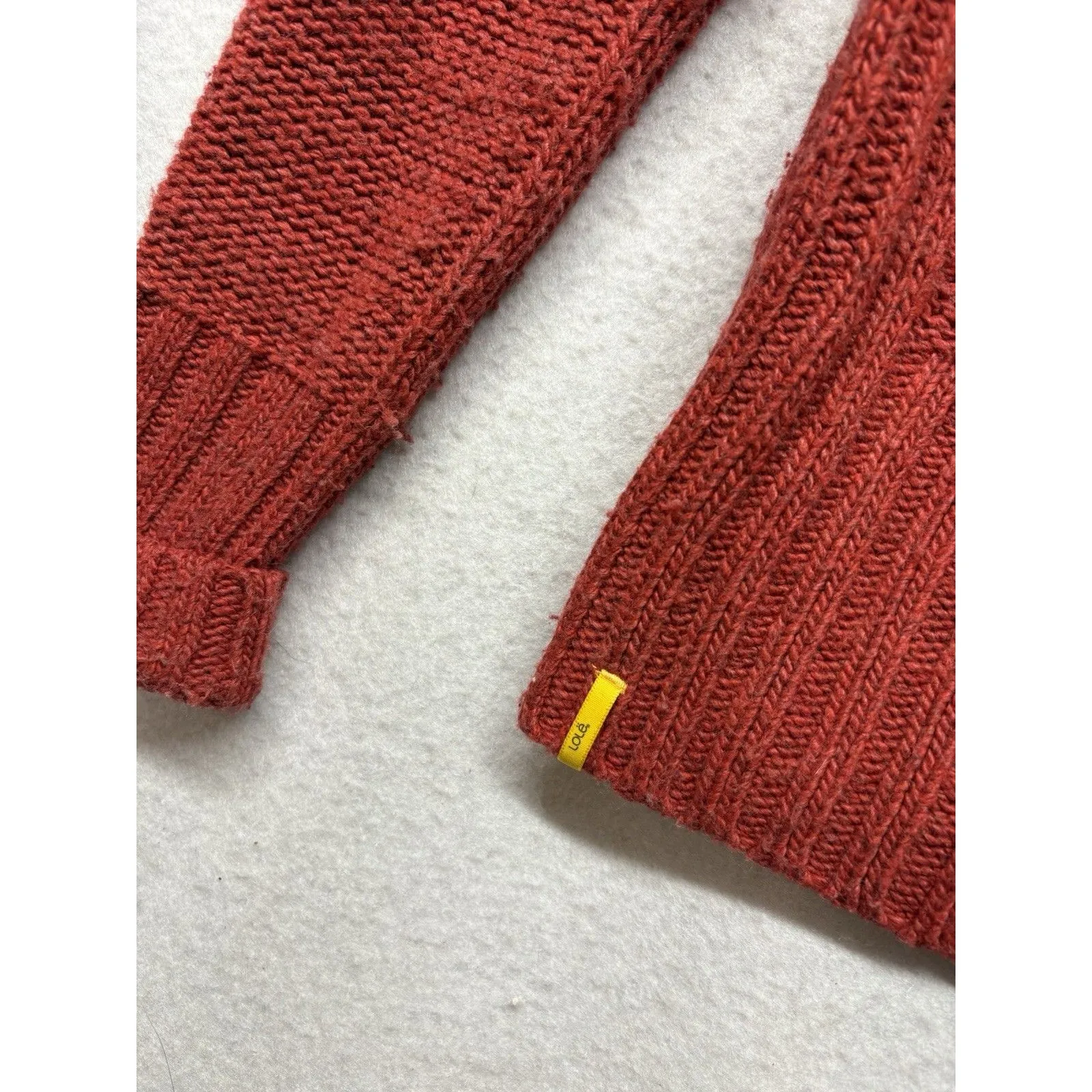 LOLE Womens Cable Knit Sweater Sz S Red Wool High Neck Long Sleeve Full Zip - Image 4