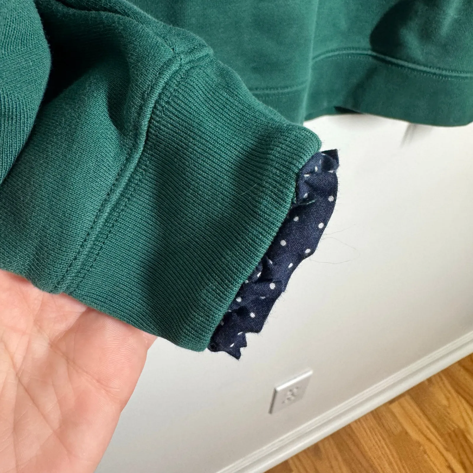 J Crew Ruffle Collar Preppy Crew Neck Sweater Women S Emerald Green Pullover Top - Image 9