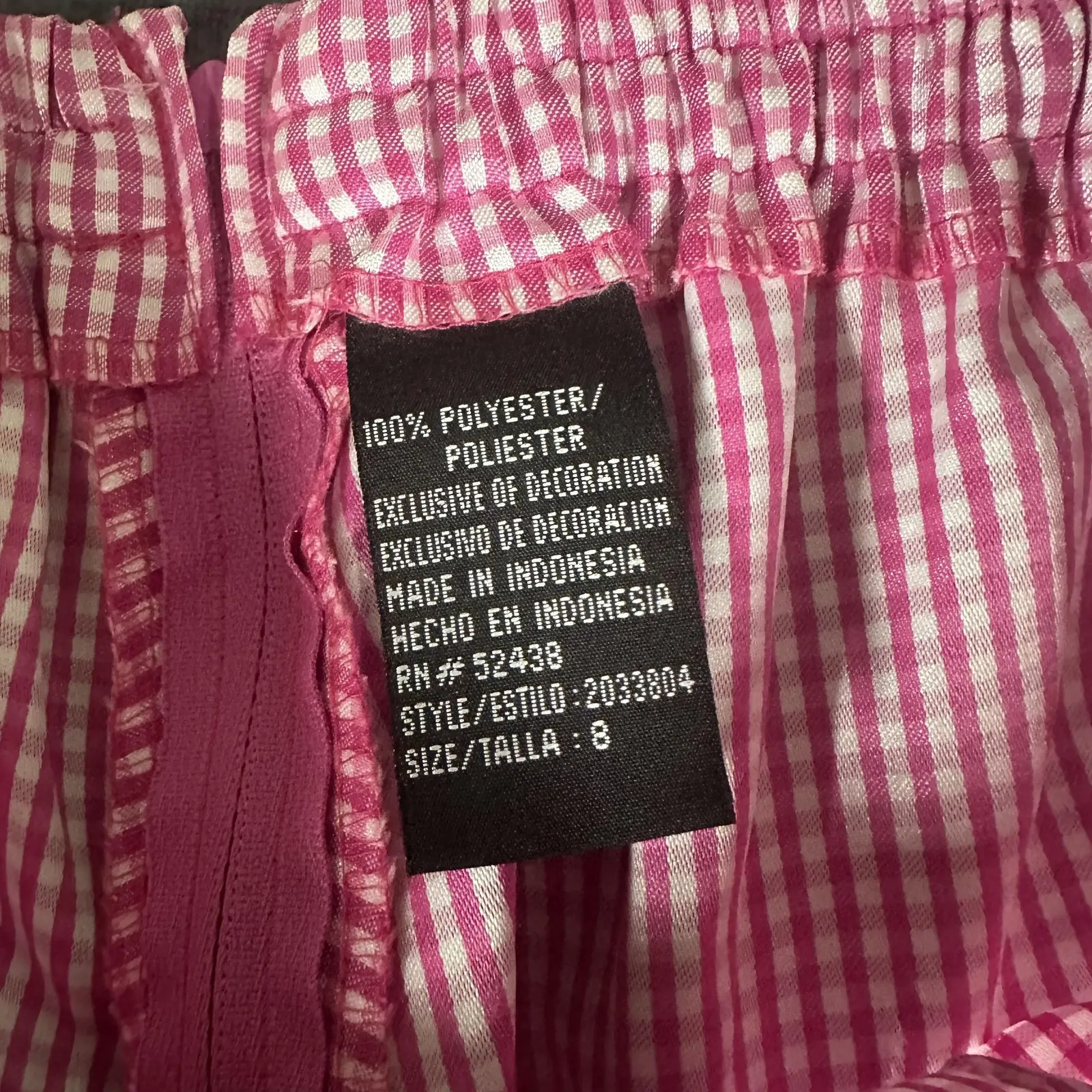 Vtg Sag Harbor 2 Piece Outfit Set Womens 8 Pink Gingham Embroidered Fruit Pants - Image 4