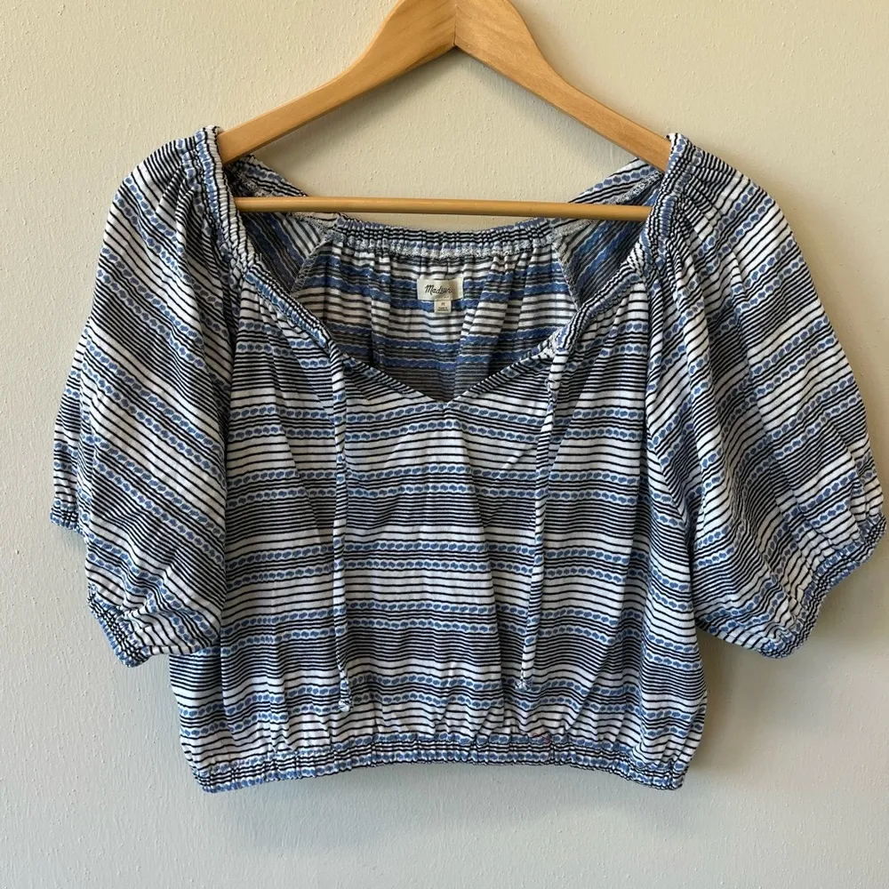 Madewell Jacquard Keyhole stripped crop top - Image 2