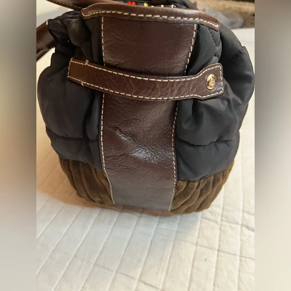 Kate Spade Quilting Stevie Bag Women Black Brown Nylon Corduroy Leather - Image 4