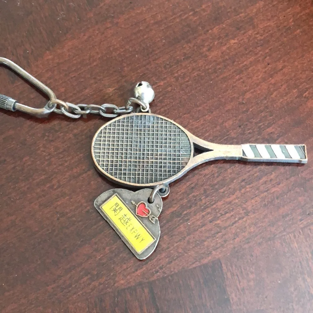Vintage Wimbledon Tennis Racket Keychain Black - Image 3
