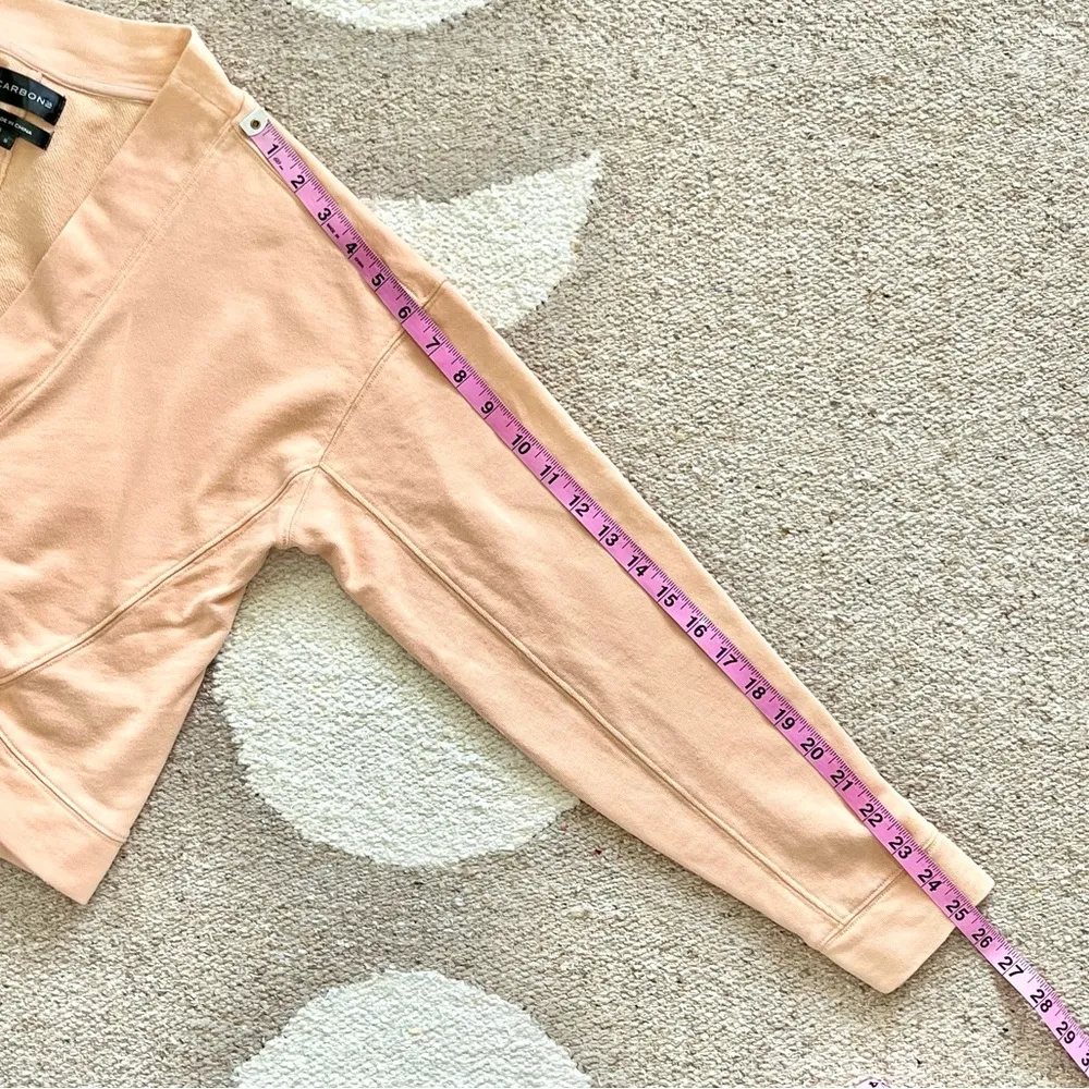 Carbon38 Peach Twist Front Cropped Terry Sweatshirt Small - Image 5