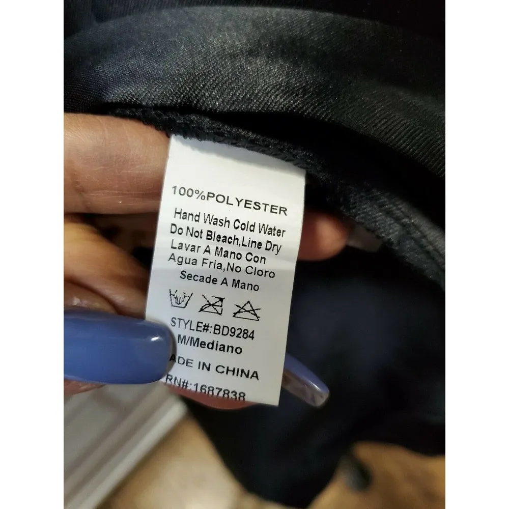 Boutique Banjul Women Solid Black 100% Polyester Sleeveless Knee Length Dress M - Image 9