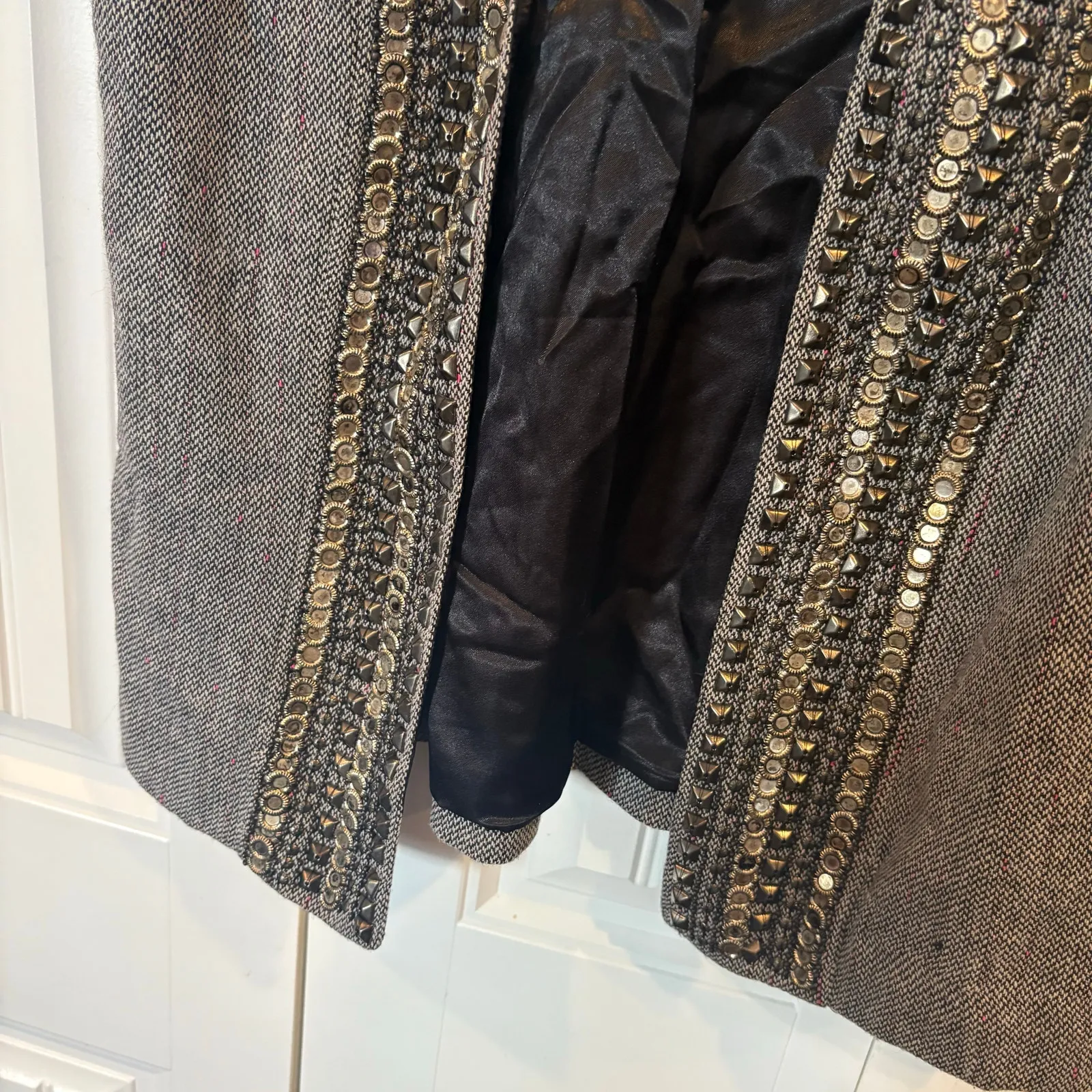 Chico's Chico’s Black And White Wool Blend Beaded/Studded Vest Size 0 (Size Small) - Image 3