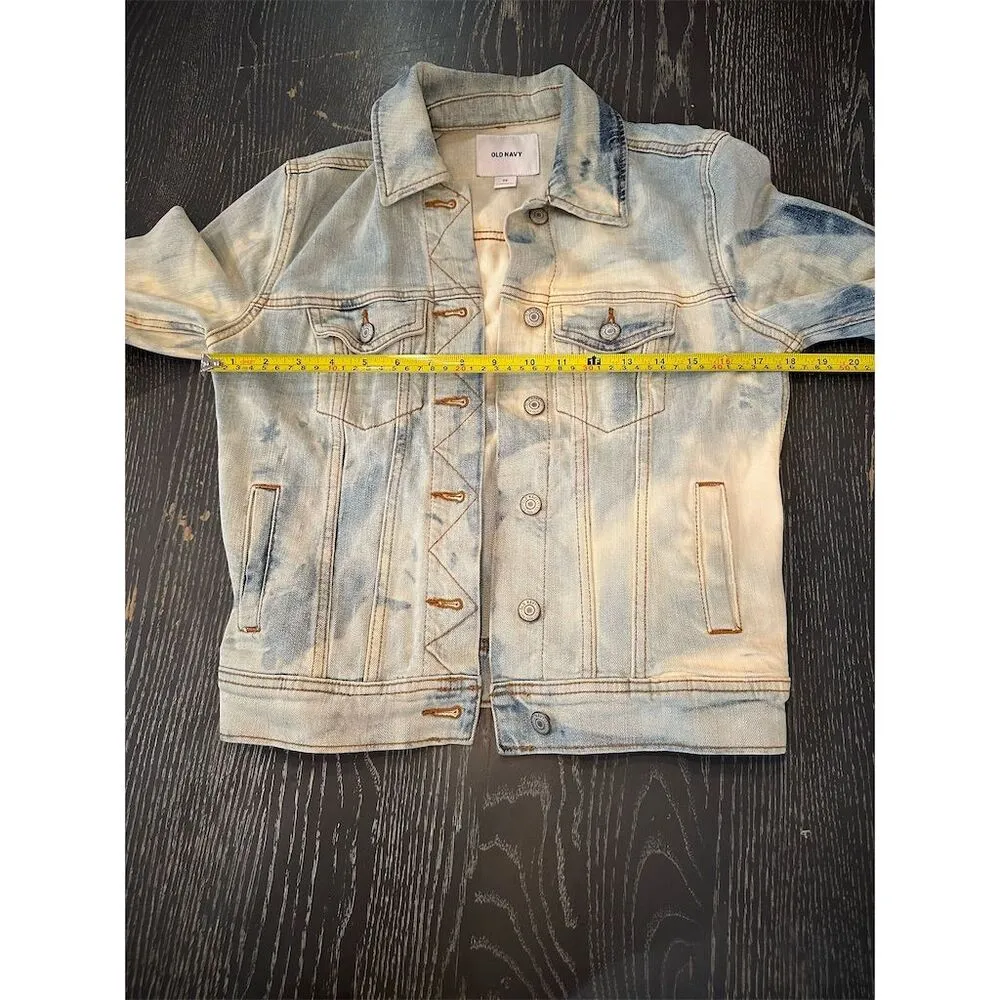 Old Navy Women's XS Tie-Dye Denim Jacket Blue Long Sleeve Casual - Image 5