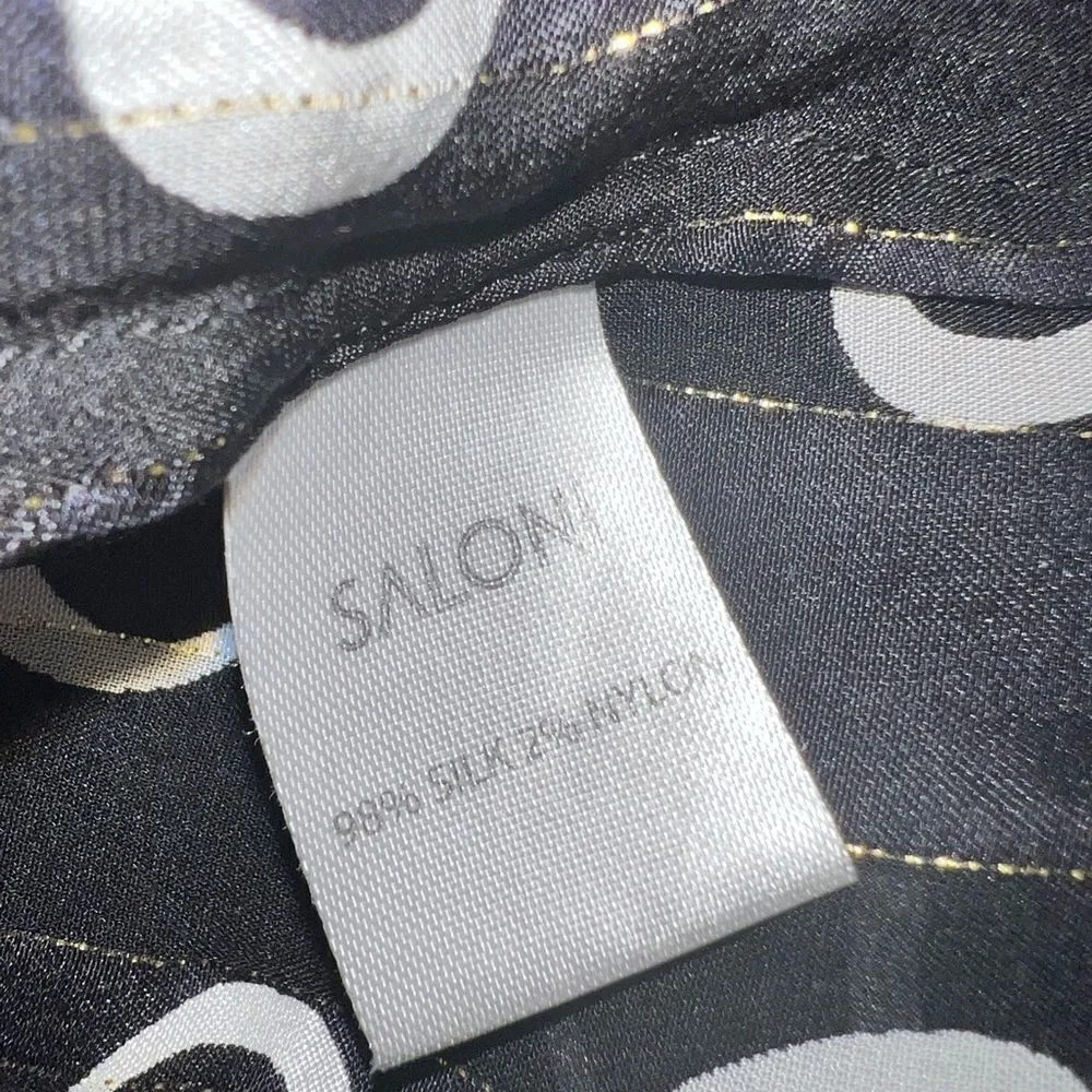 SALONI dress Raquel space dot midi long sleeve silk Read Description Black Size 2 - Image 9