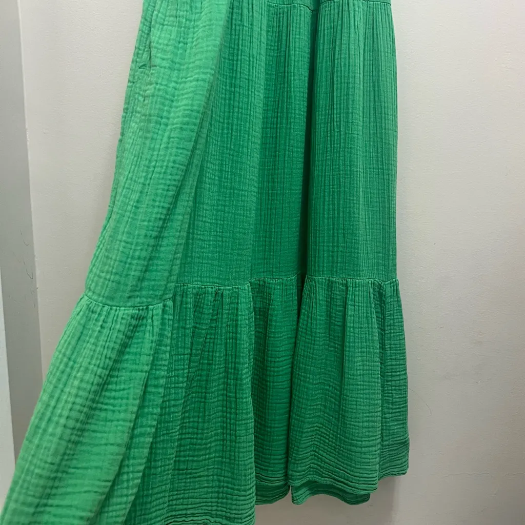 Xirena Rumer Midi Dress Cotton Gauze Tiered Pockets Green Size L Size L - Image 7