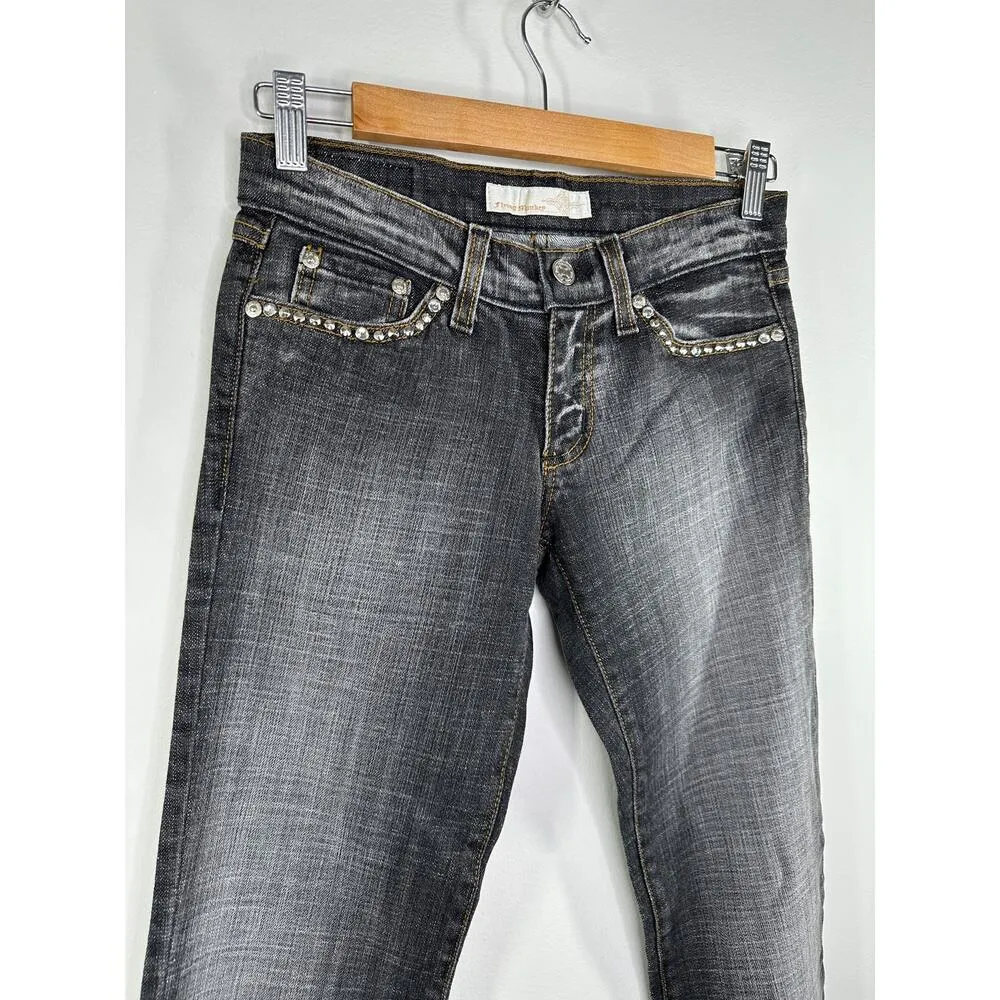 Flying Monkey Dark Wash Black Cotton Blend Denim Bootcut Jeans Women's Size 1 - Image 4