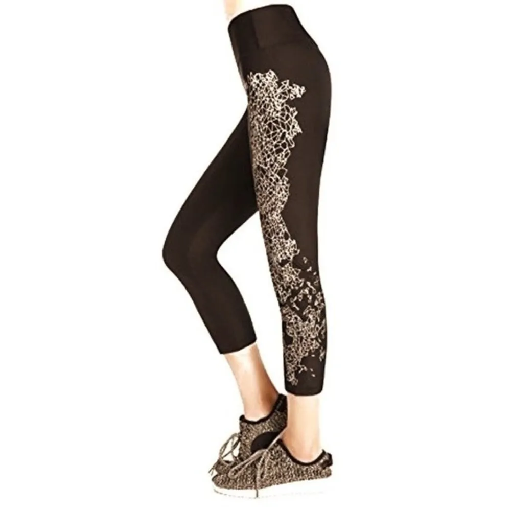 NWT R8 Activewear Compression Legging Kaleidoscope Capri Black Copper Size Large - Image 13