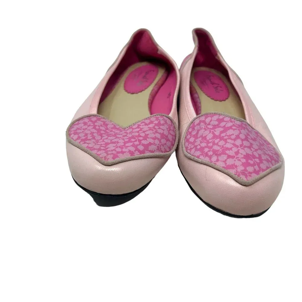 French Sole for Liberty Of London Love Heart Pink Leather Flats Size‎ 40 9.5 - Image 6
