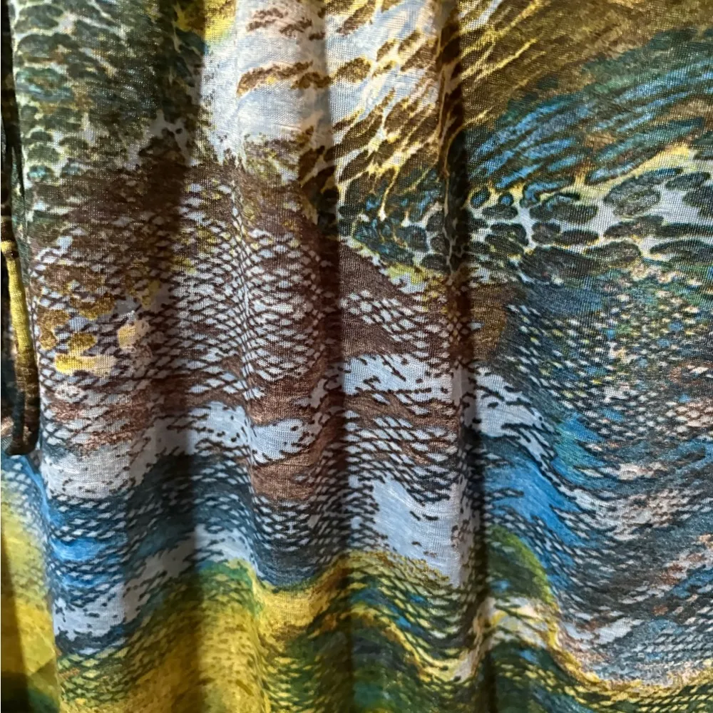 IZOD Green/brown/yellow/ blue Animal print Blouse Peasant Style women’s S/P - Image 4