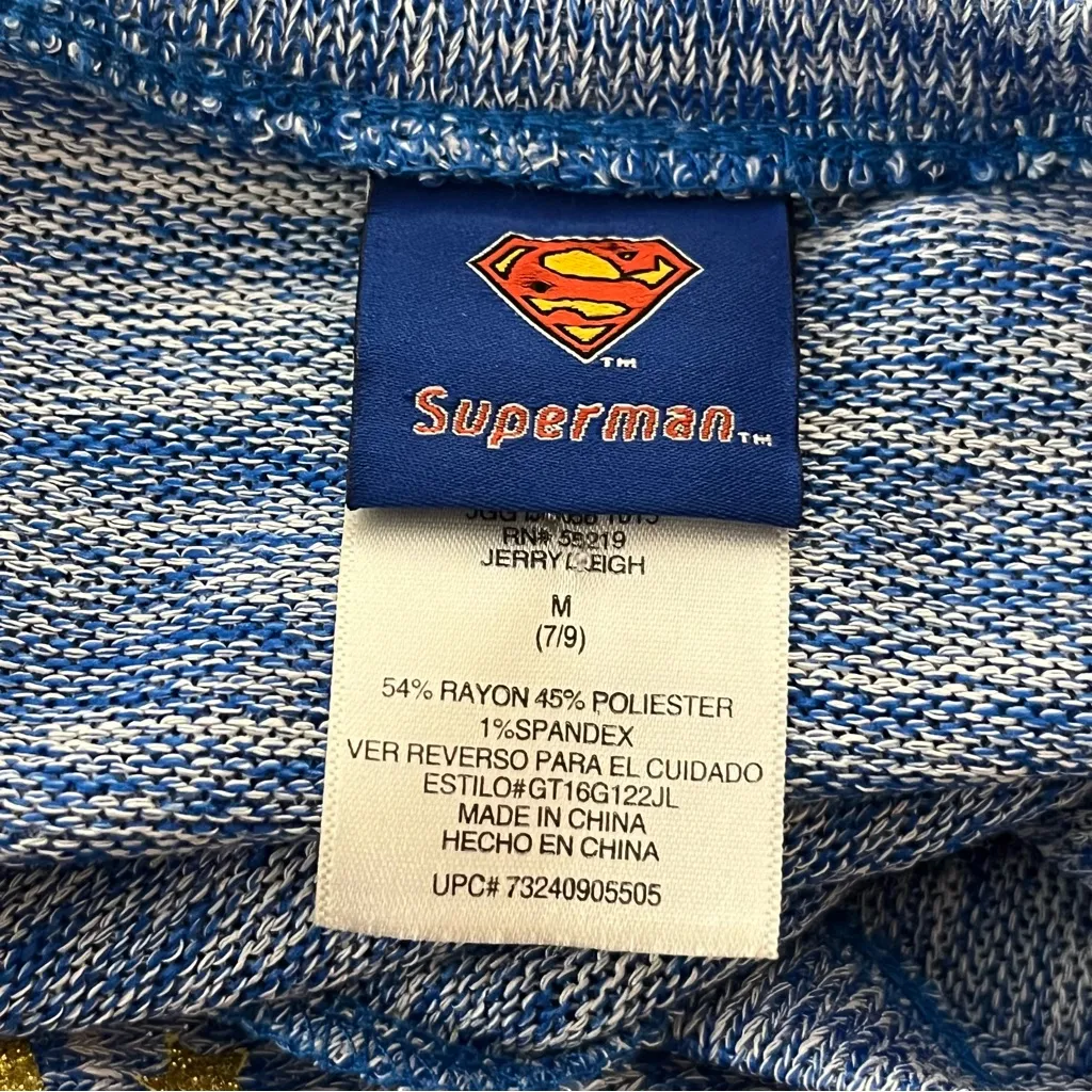 Superman Logo Cutout Knit Sweater Heathered Blue Long Sleeve Juniors M - Image 6