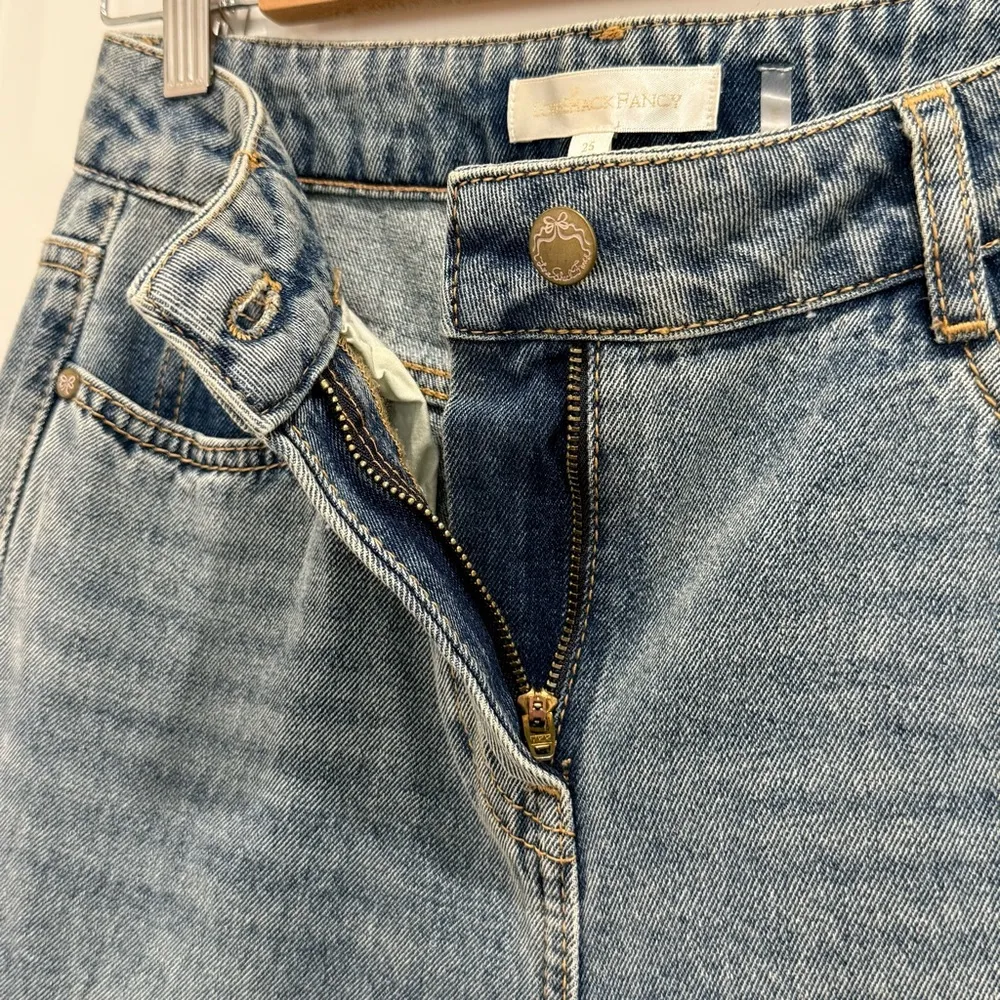 Love Shack Fancy Kala Flare Jeans High Rise Bow Detail Montauk Blue Size 25 New - Image 8