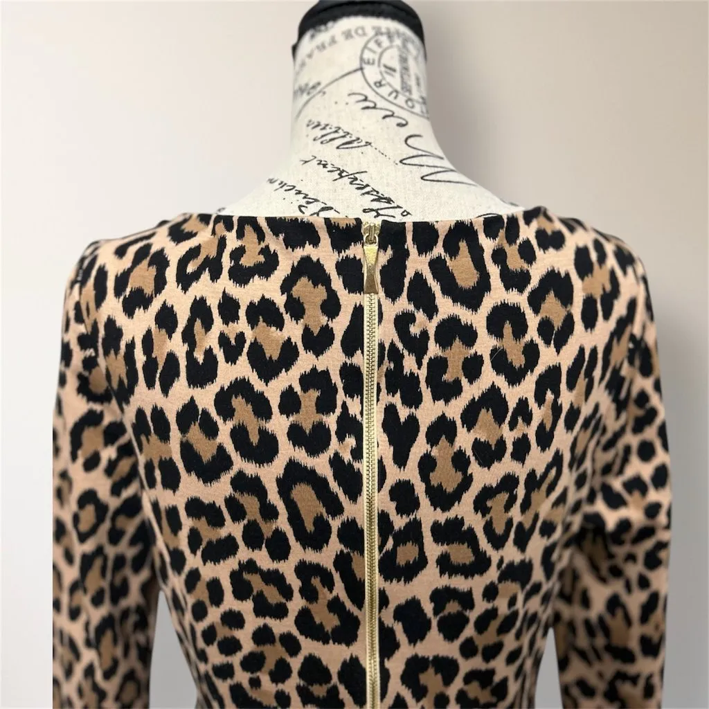 Kate Spade 6 Leopard‎ Cheetah Animal Print Ponte Mini Dress Pockets Fall Winter - Image 5