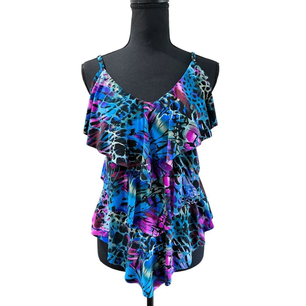 NWT! Magicsuit by Miraclesuit Blue Rita Tiered Tankini Top - Image 4