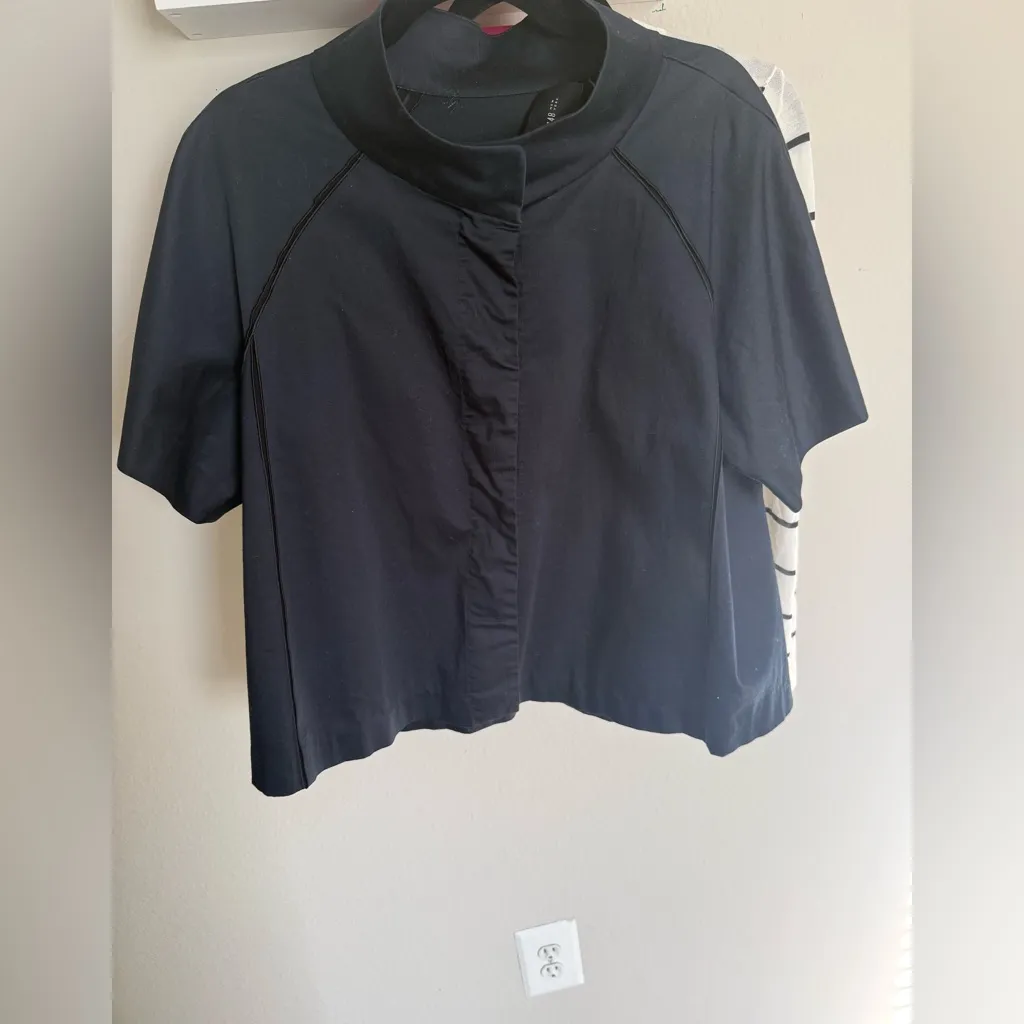 Lafayette 148 cotton blend boxy jacket blouse size medium Black - Image 2